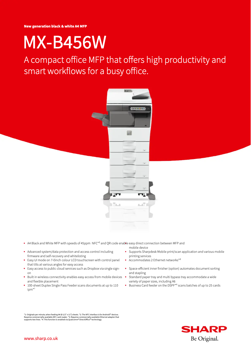 Image de la première page du manuel de l'appareil MX-B456W