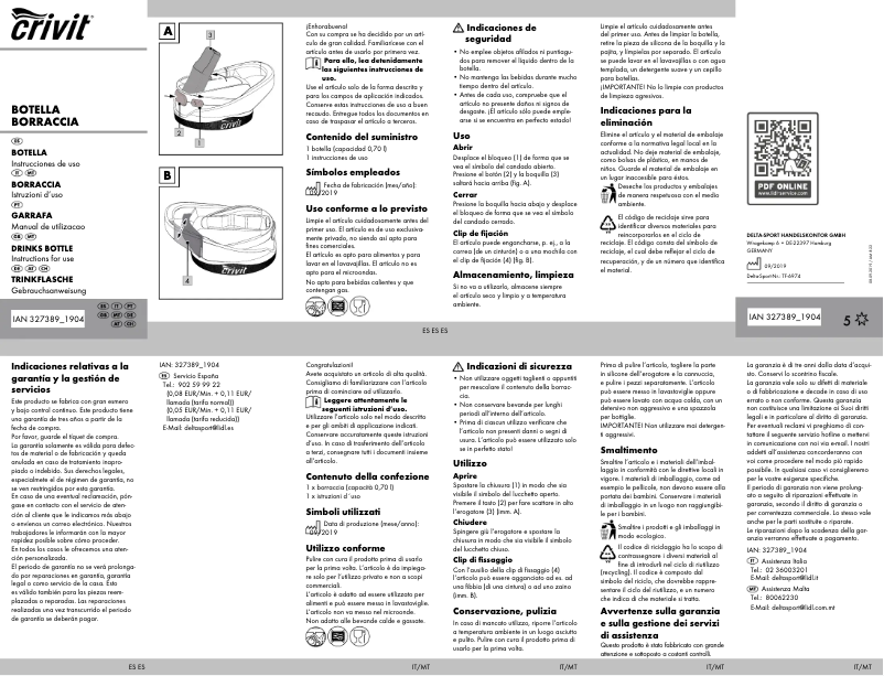 Page 1 de la notice Manuel utilisateur Crivit IAN 327389