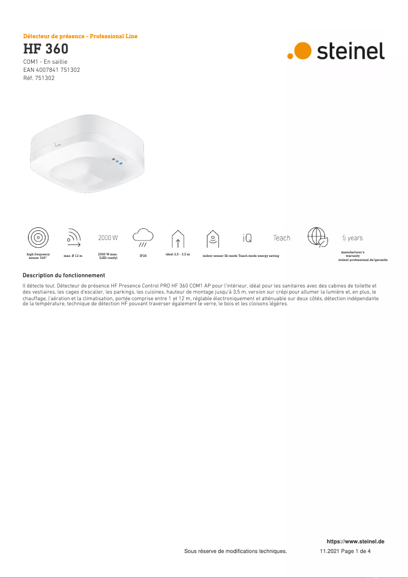 Image de la première page du manuel de l'appareil HF 360