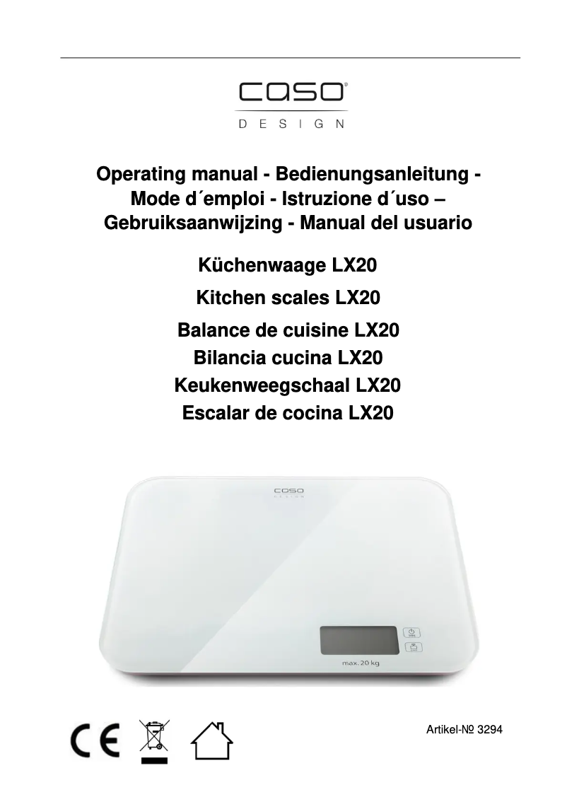 Page 1 de la notice Manuel utilisateur Caso LX20