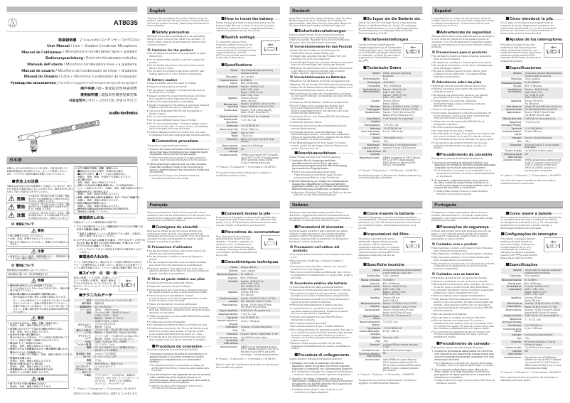 Page n°1 - Manuel utilisateur Audio-Technica AT8035