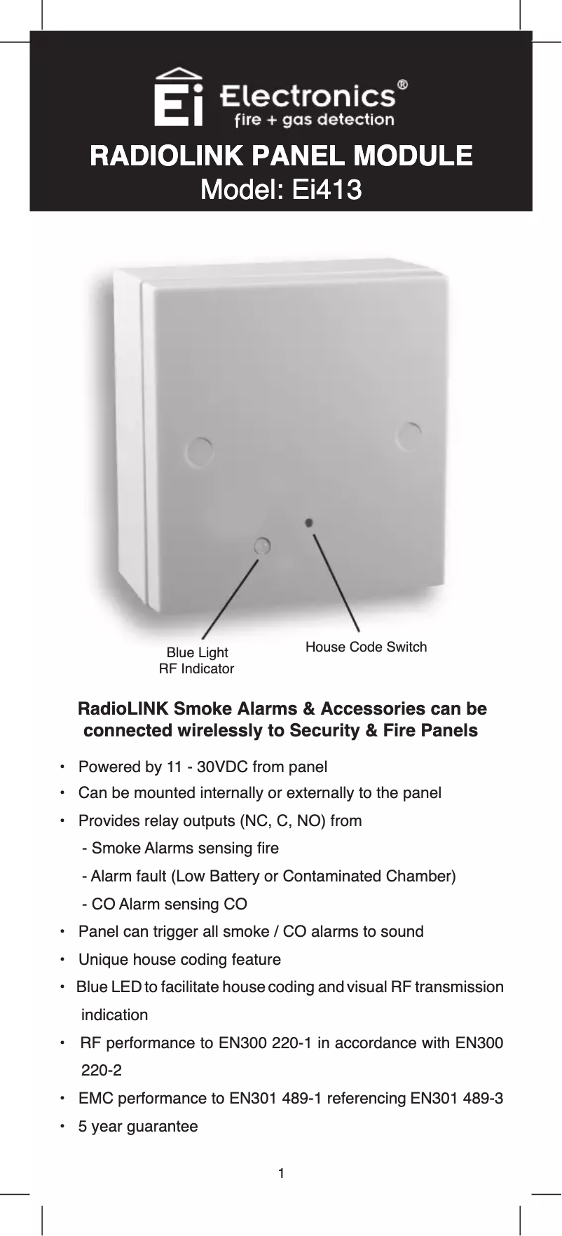 Image de la première page du manuel de l'appareil Ei413RF