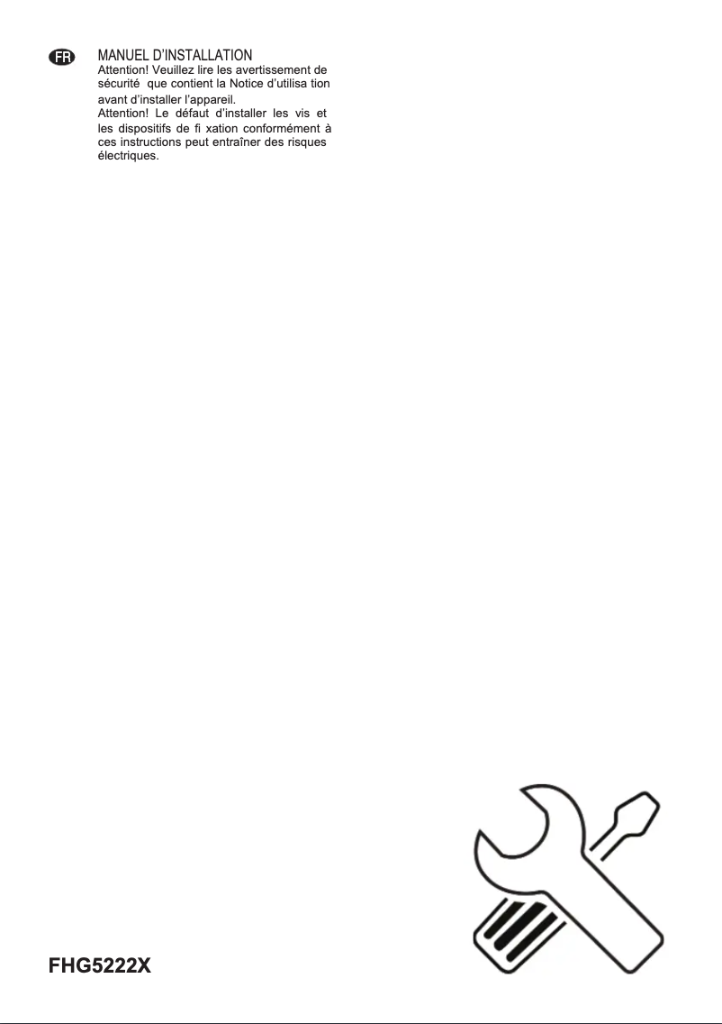 Page 1 de la notice Guide d'installation Electrolux FHG5222X