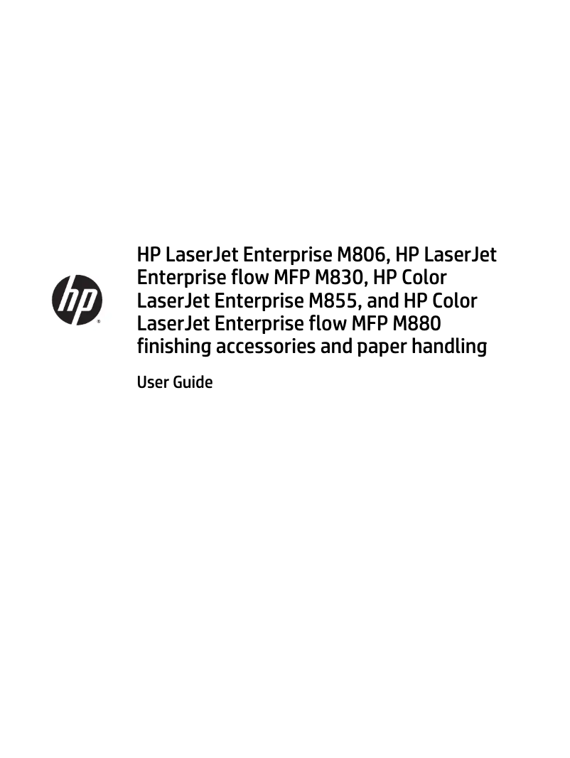 Image de la première page du manuel de l'appareil LaserJet Enterprise M806x Plus