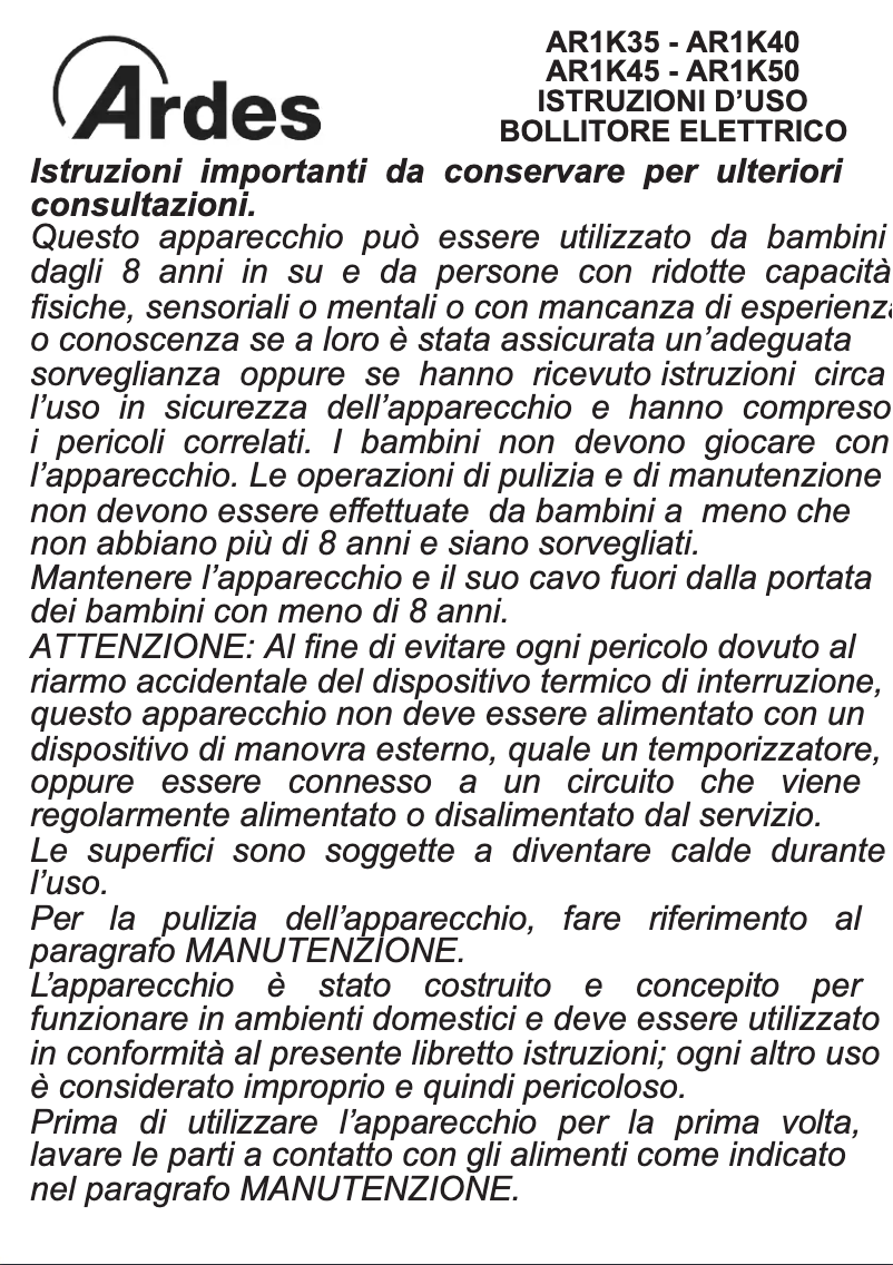 Página 1 del manual Instrucciones / montaje Ardes AR1K35