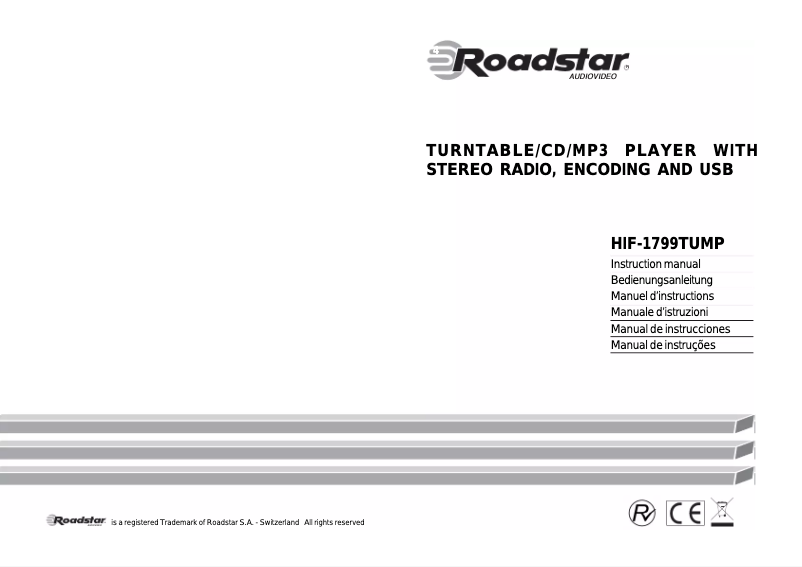 Page 1 de la notice Manuel utilisateur Roadstar HIF-1799TUMP