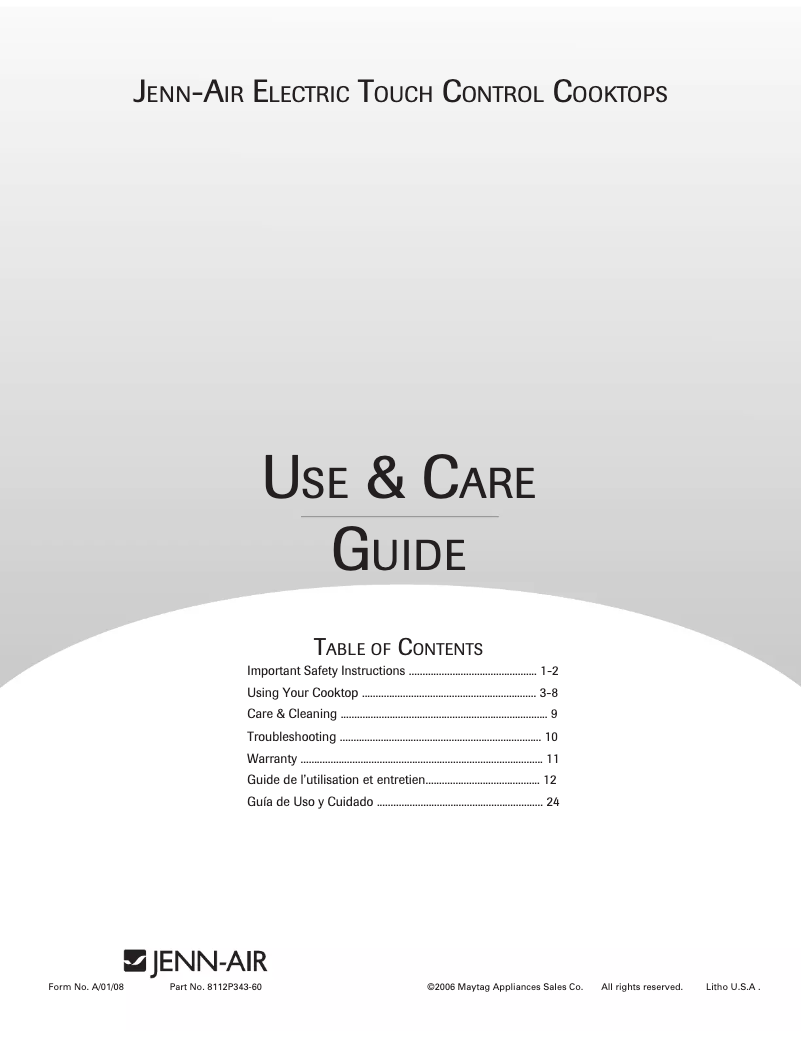 Page n°1 - Manuel utilisateur JennAir JEC0530ADB