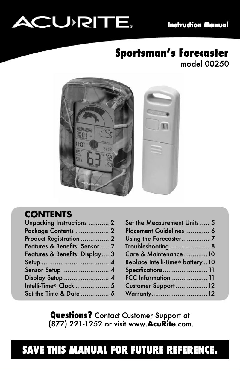 Image de la première page du manuel de l'appareil Sportsman’s Forecaster 00250