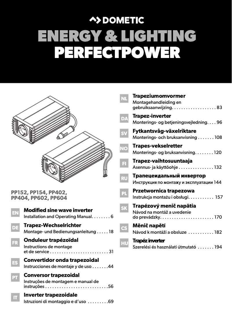 Page 1 de la notice Guide d'installation Dometic PerfectPower PP 404