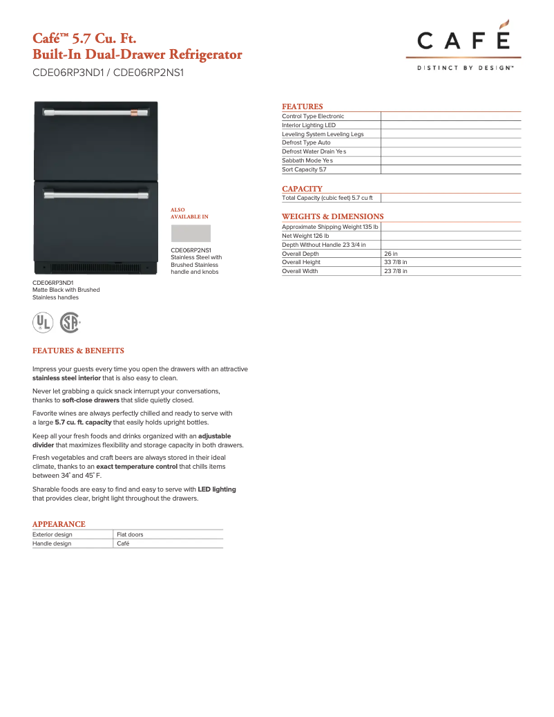 Page n°1 - Fiche technique GE CDE06RP3ND1