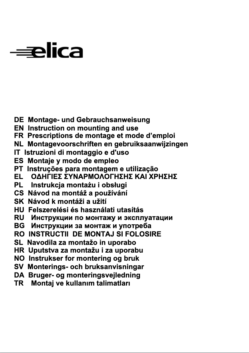 Page 1 de la notice Manuel utilisateur Elica Tamaya PB IX A/60
