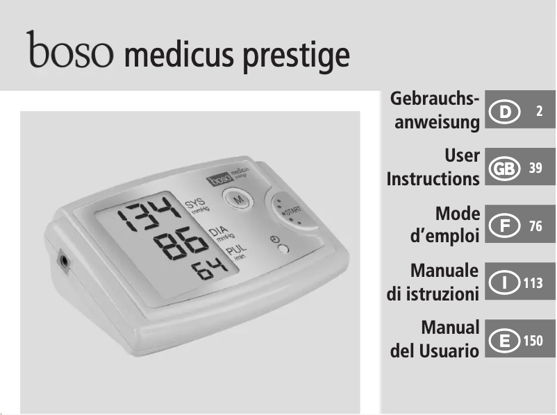 Image de la première page du manuel de l'appareil Medicus Prestige