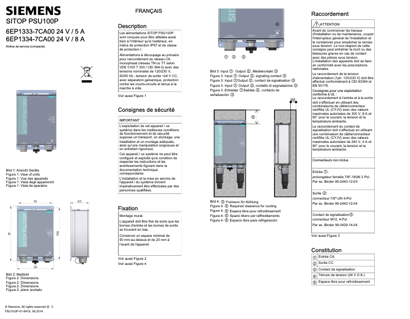 Page n°1 - Manuel utilisateur Siemens 6EP1334-7CA00