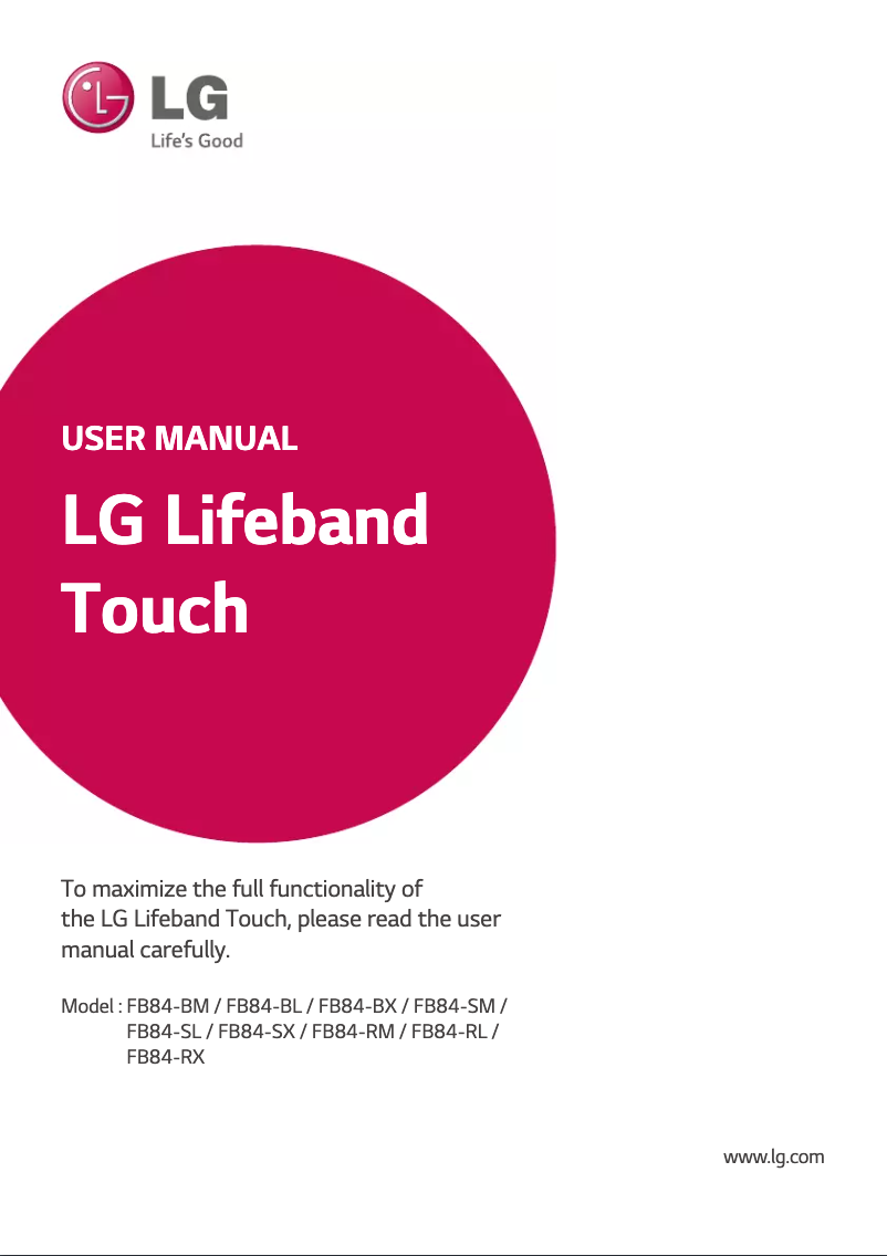 Page 1 de la notice Manuel utilisateur LG Lifeband Touch