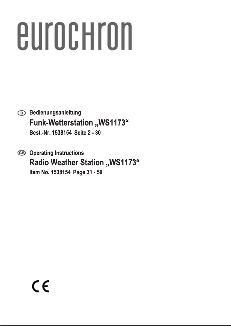 Page n°1 - Manuel utilisateur Eurochron WH1173
