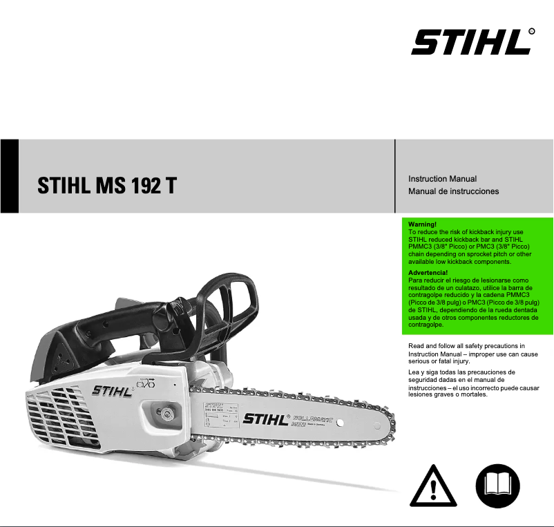 Page 1 de la notice Manuel utilisateur Stihl MS 192 T