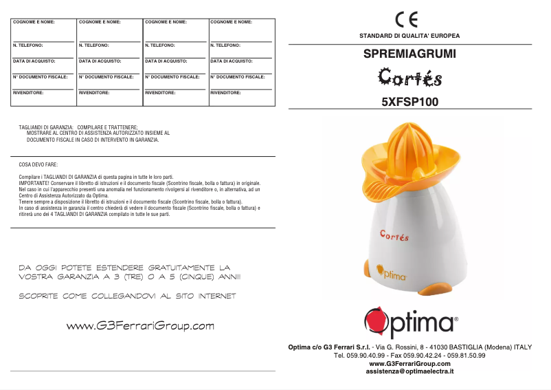 Page 1 de la notice Manuel utilisateur Optima Cortes