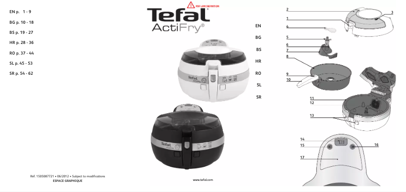 Page 1 de la notice Manuel utilisateur Tefal ActiFry