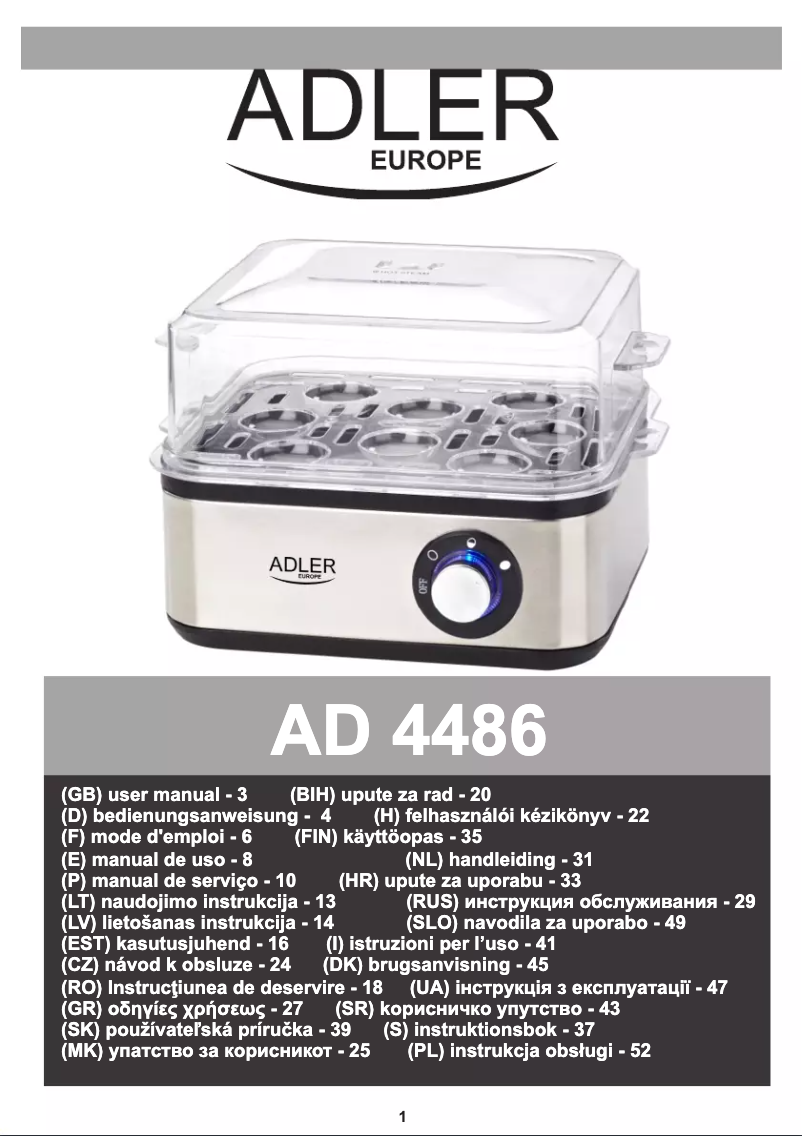 Page n°1 - Manuel utilisateur Adler AD 4486