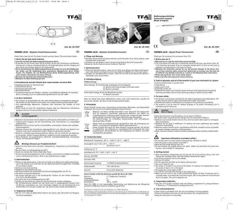 Imagen de la primera página del manual del dispositivo 30.1047