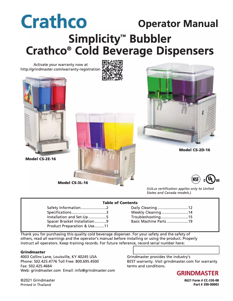 Image de la première page du manuel de l'appareil CS-3D-16
