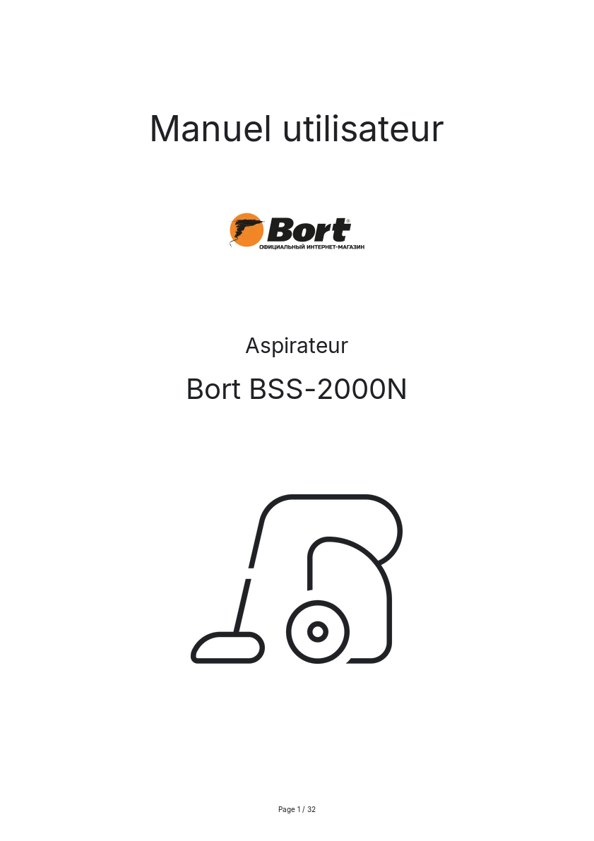 Page n°1 - Manuel utilisateur Bort BSS-2000N