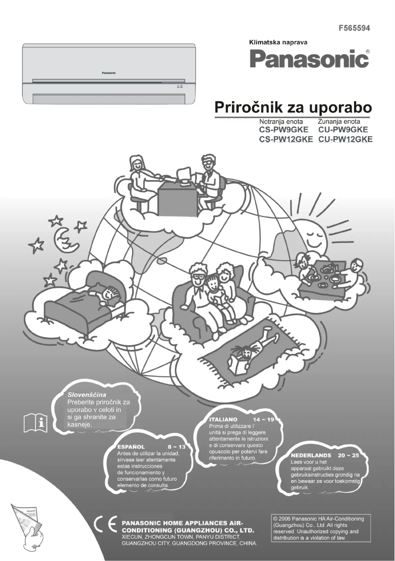 Page 1 de la notice Manuel utilisateur Panasonic CU-PW9GKE