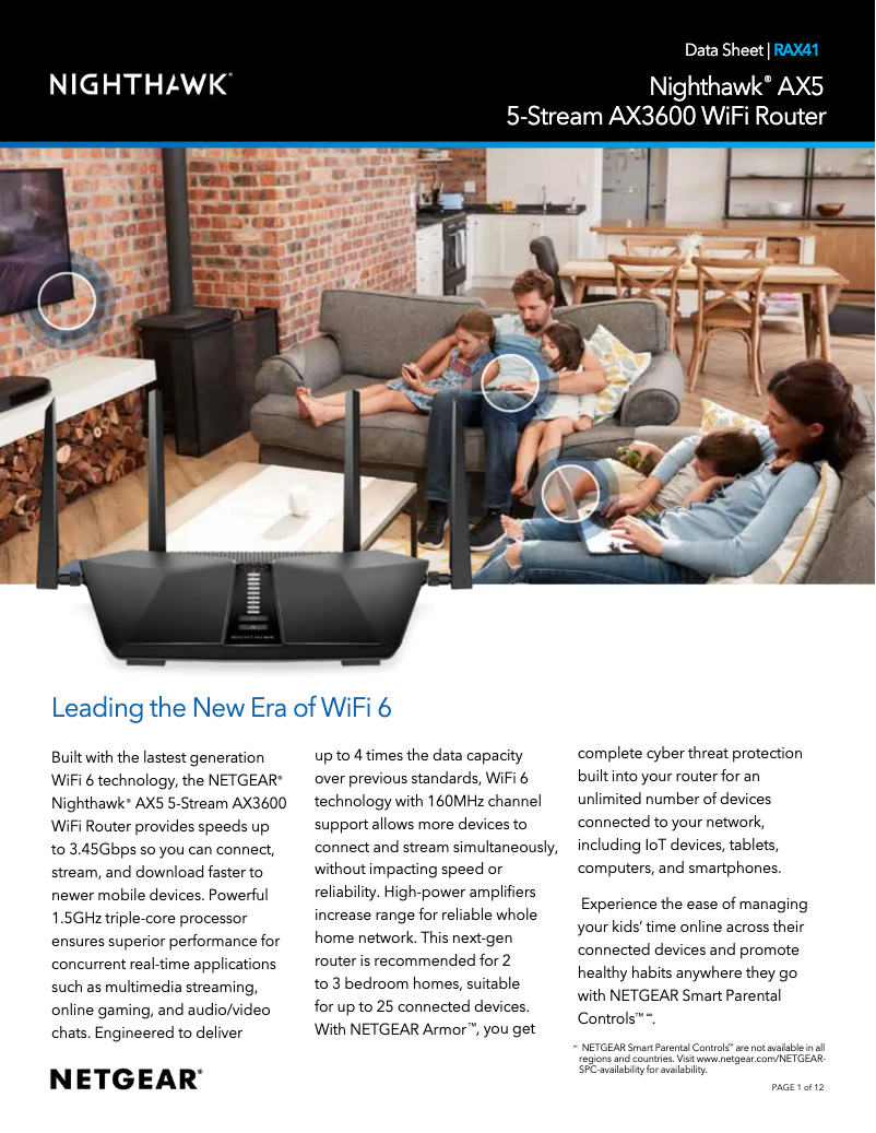 Page n°1 - Fiche technique Netgear Nighthawk RAX41