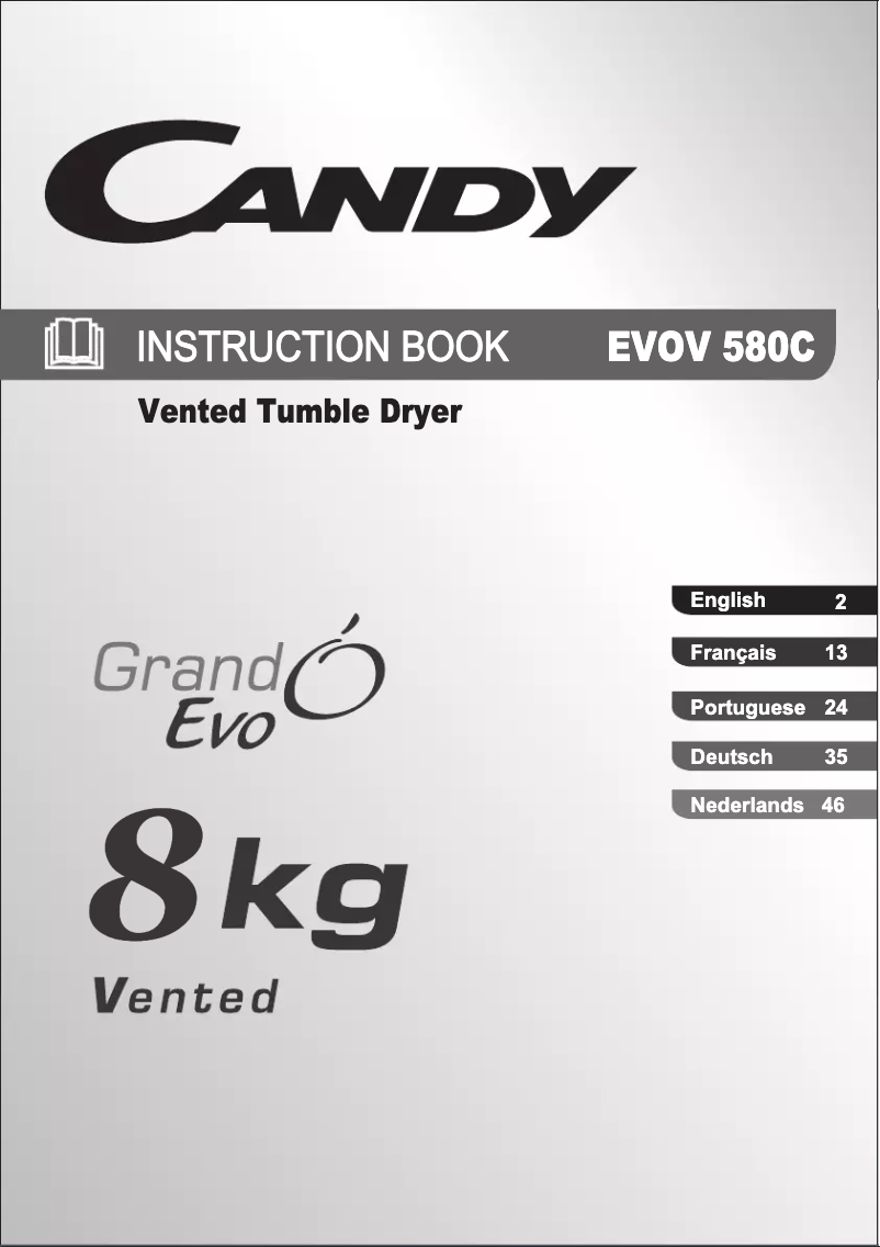Page 1 de la notice Manuel utilisateur Candy EVOV 580 NC