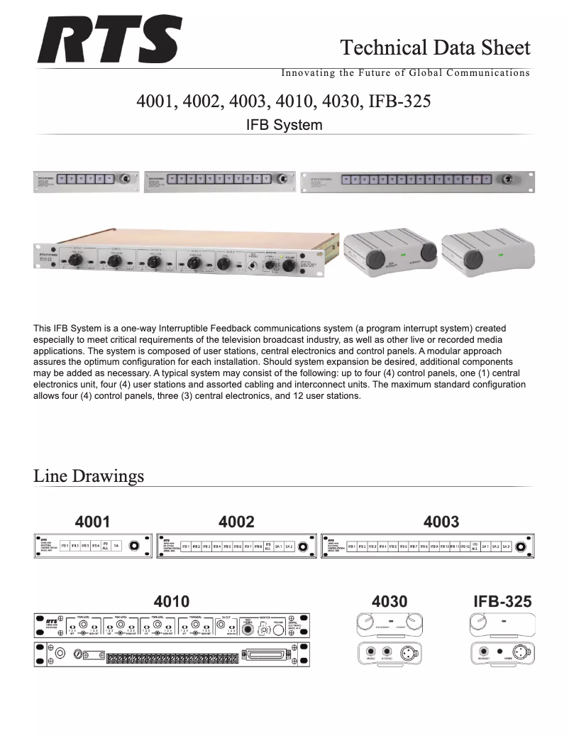 Page 1 de la notice Manuel utilisateur RTS IFB-325