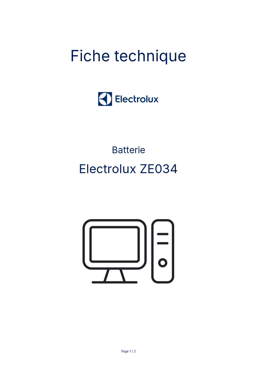 Page n°1 - Fiche technique Electrolux ZE034
