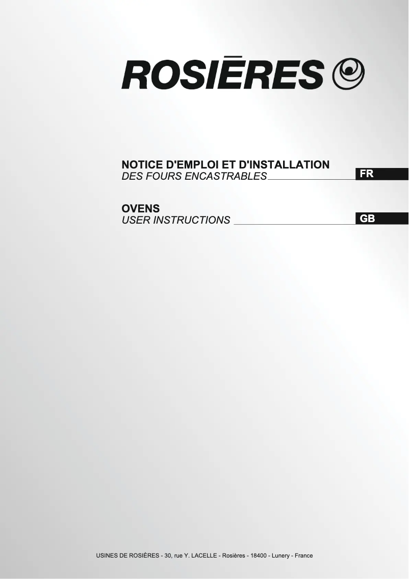 Page 1 de la notice Manuel utilisateur Rosieres RFAD 93 NX