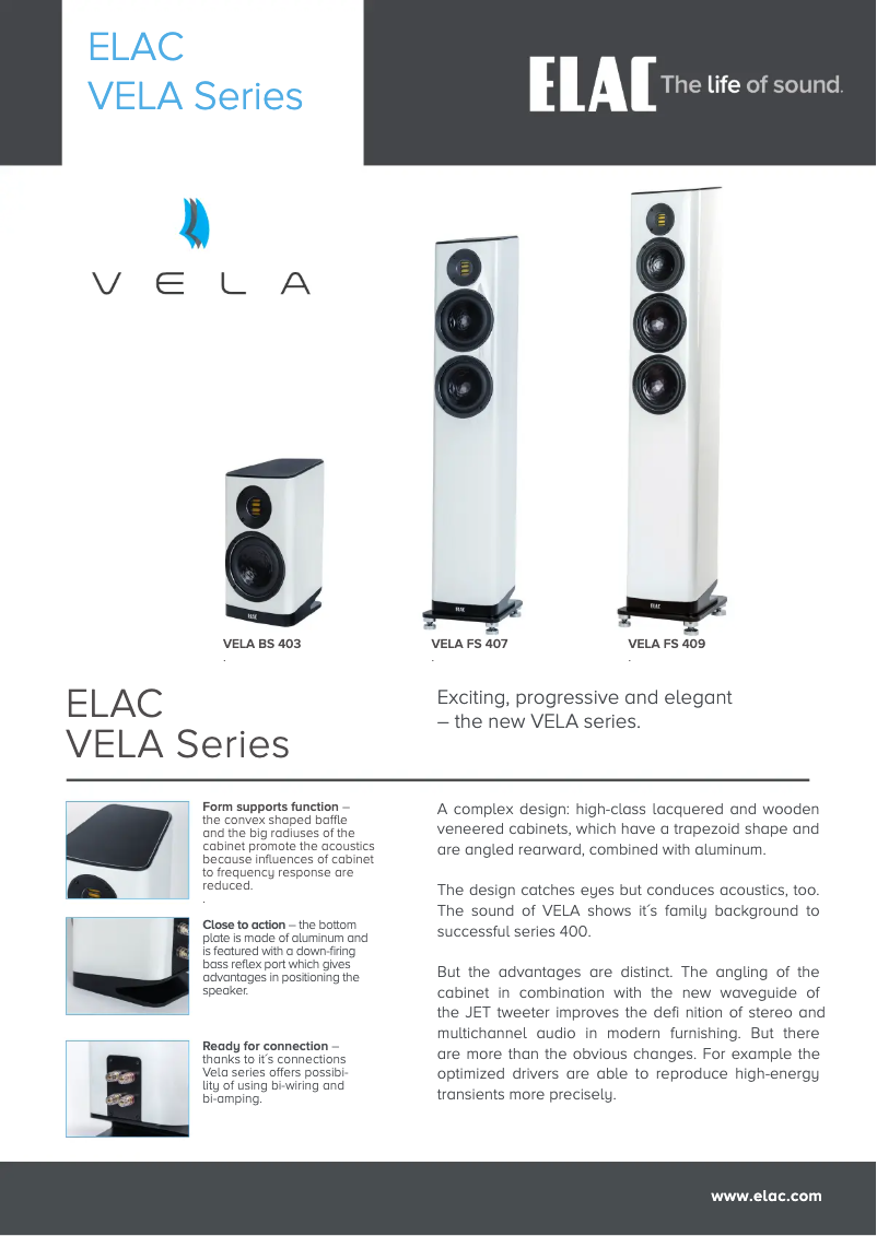Page 1 de la notice Fiche technique ELAC Vela BS404