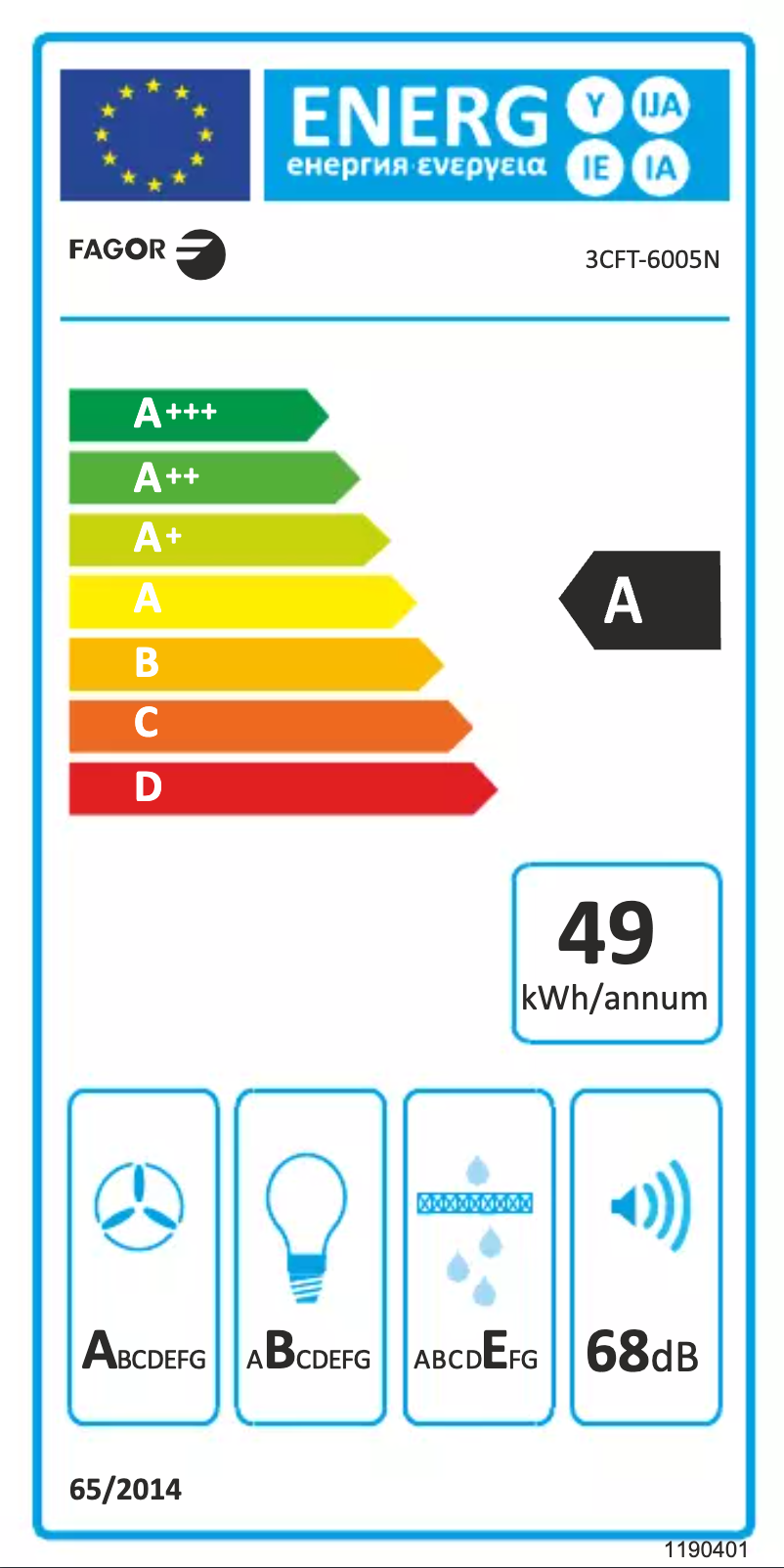 Page n°1 - Label énergétique Fagor 3CFT-6005N
