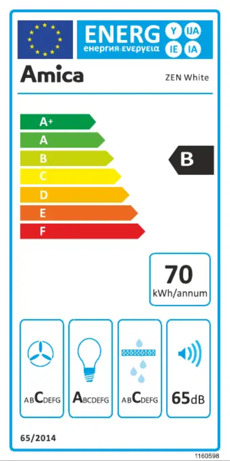 Page 1 de la notice Label énergétique Amica ZEN White