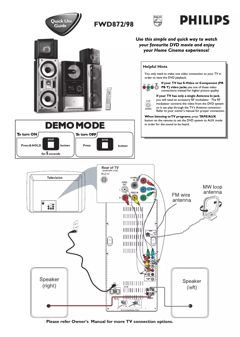 Página 1 del manual Guía de inicio rápido Philips FWD872