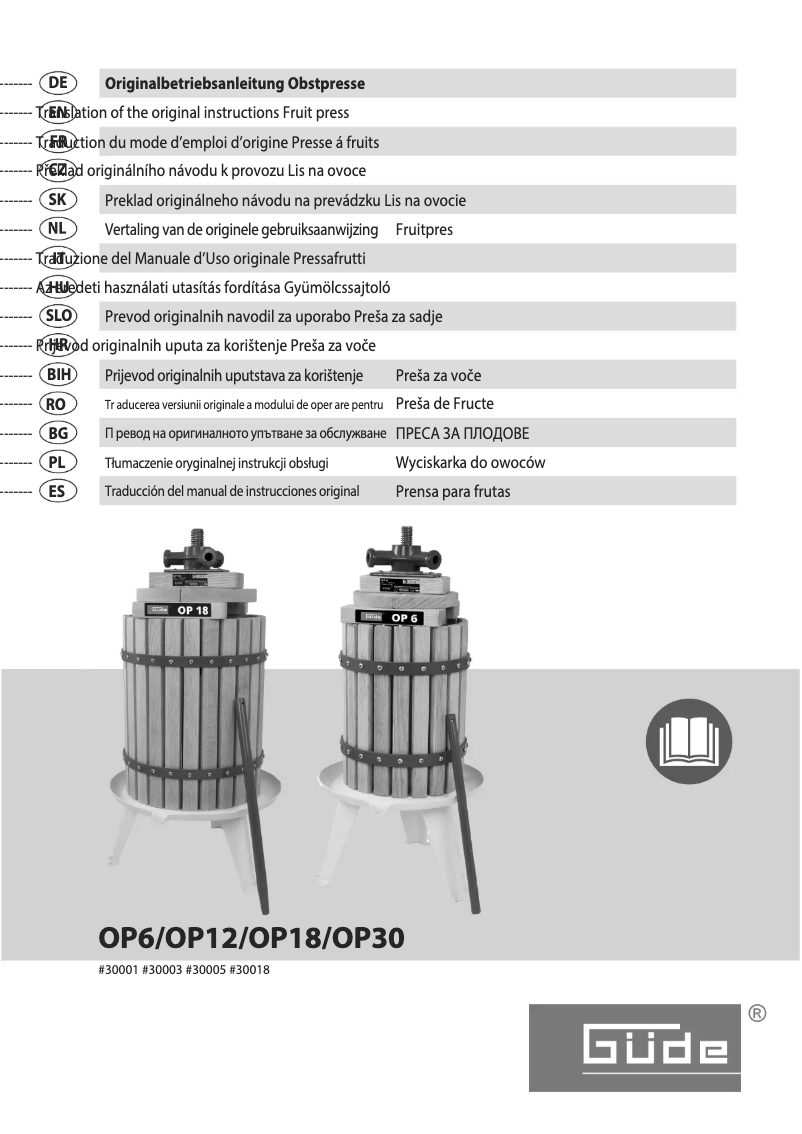 Image de la première page du manuel de l'appareil OP 30