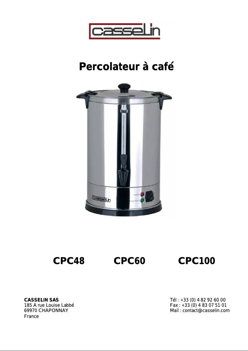 Image de la première page du manuel de l'appareil CPC100