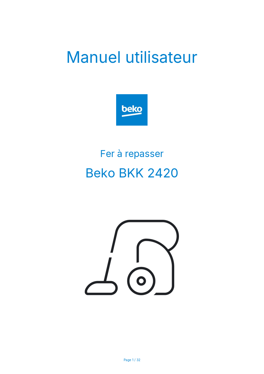 Image de la première page du manuel de l'appareil BKK 2420
