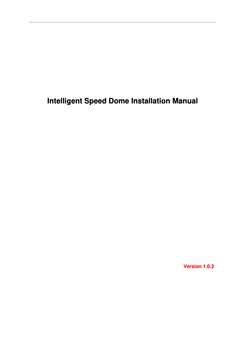 Page n°1 - Manuel utilisateur Dahua Technology SD65F233XA-HNR