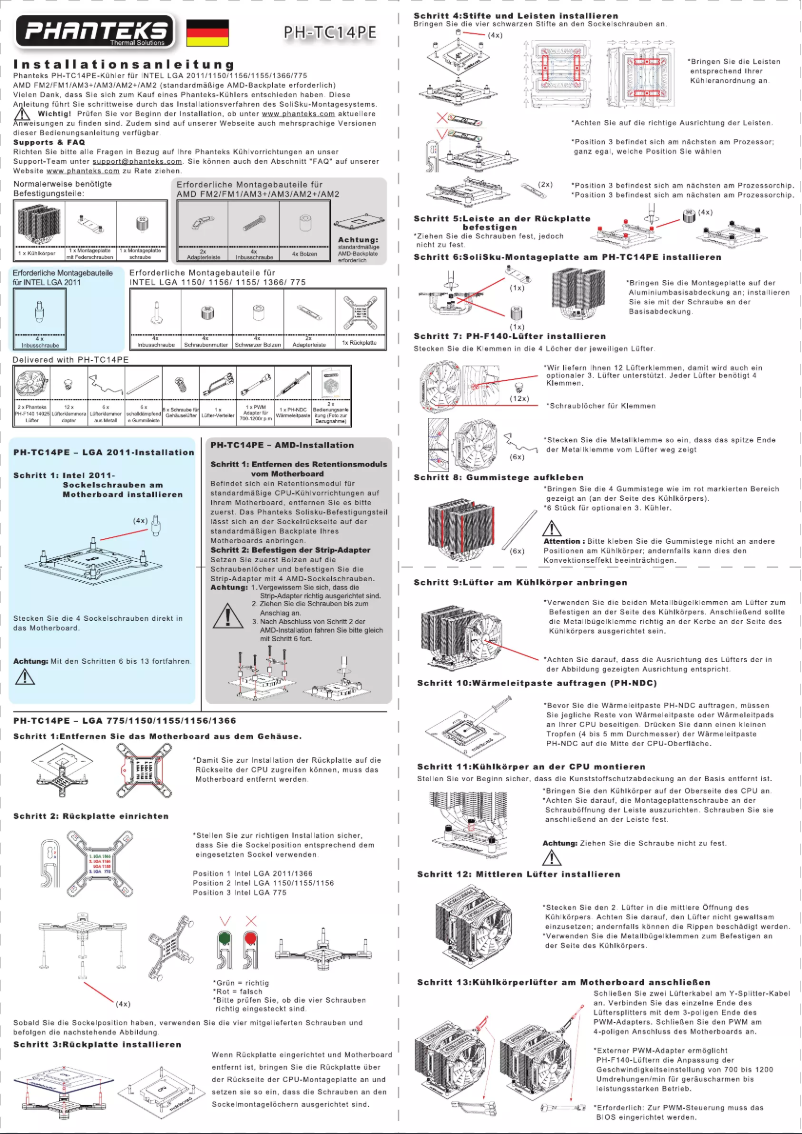 Page 1 de la notice Manuel utilisateur Phanteks PH-TC14PE