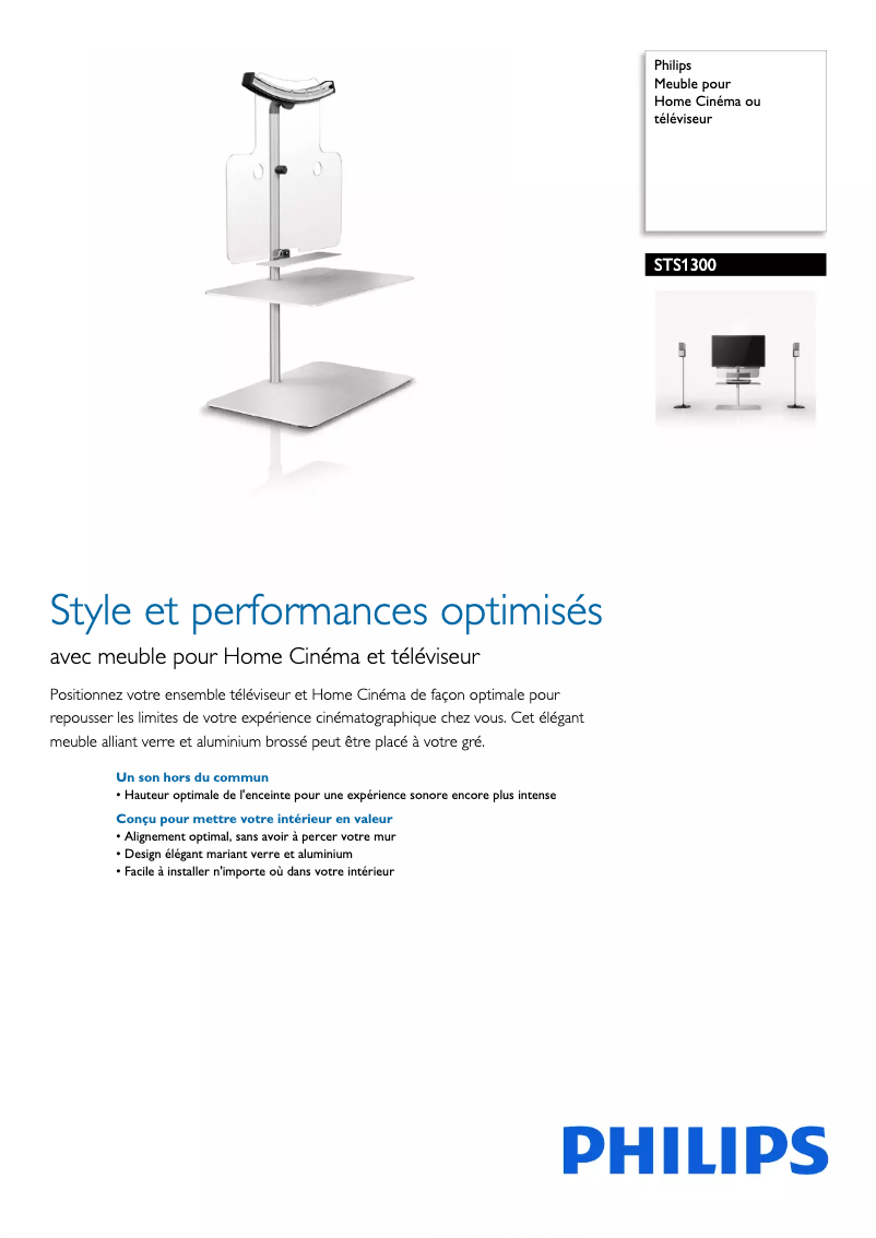 Page 1 de la notice Fiche technique Philips STS1300
