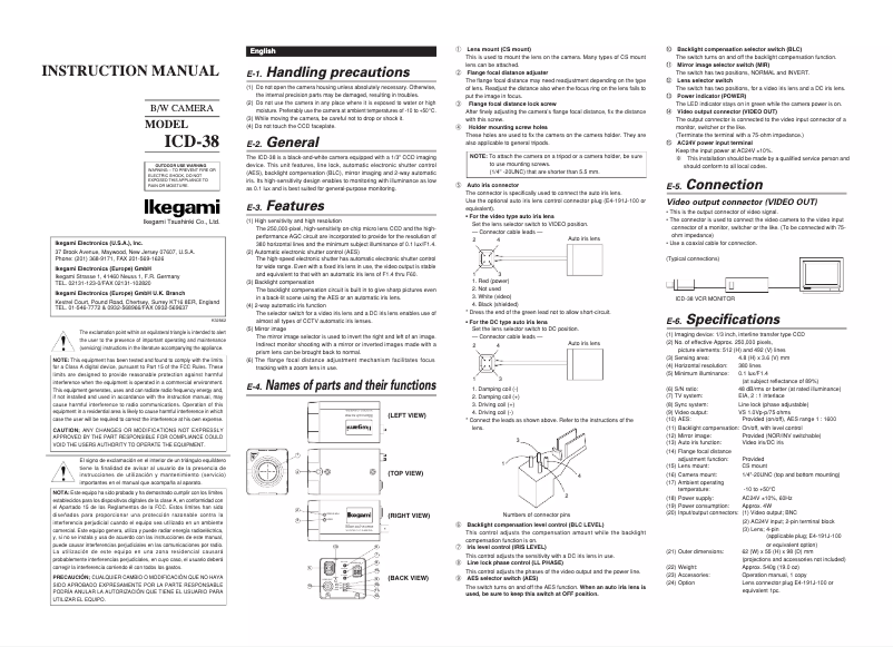 Página 1 del manual Manual de usuario Ikegami ICD-38