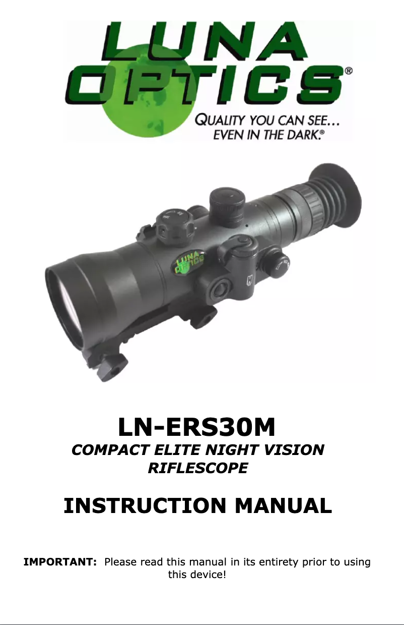 Page n°1 - Manuel utilisateur Luna Optics LN-ERS30M