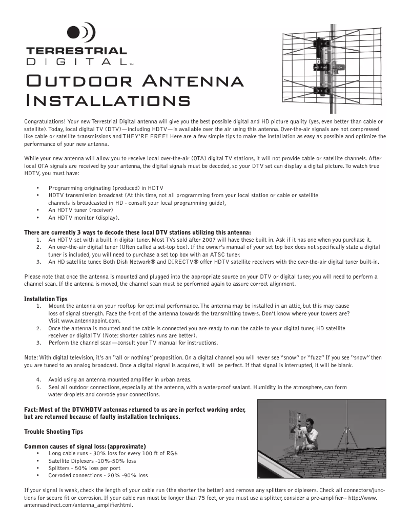 Page 1 de la notice Manuel utilisateur Antennas Direct C4
