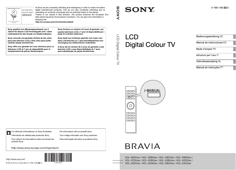 Page 1 de la notice Manuel utilisateur Sony Bravia KDL-46EX403