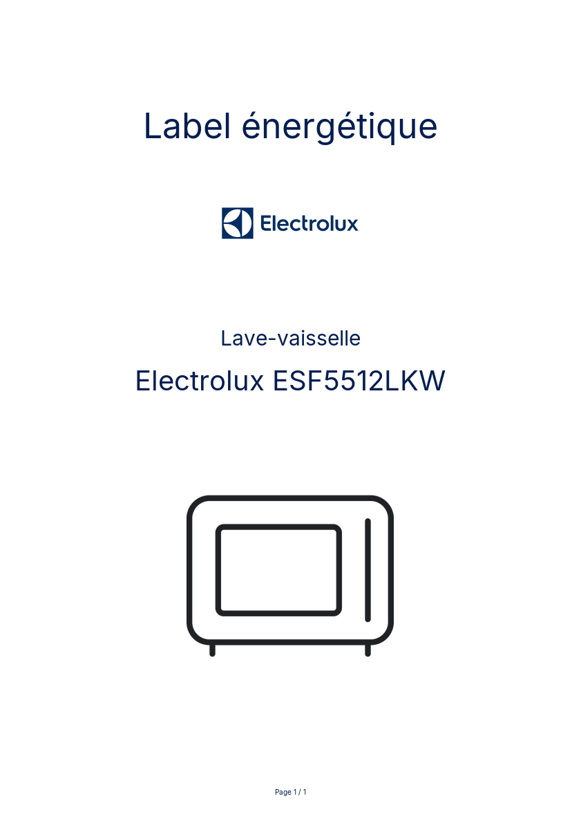 Image de la première page du manuel de l'appareil ESF5512LKW