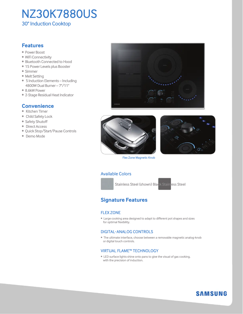 Page 1 de la notice Informations de garantie Samsung NZ30K7880US