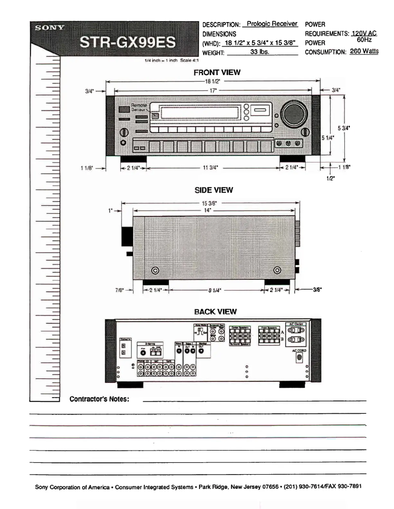 Page 1 de la notice Guide d'installation Sony STR-GX99ES