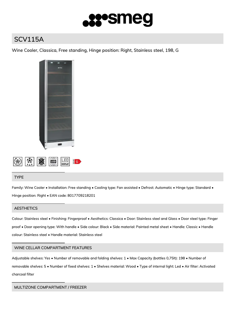 Page 1 de la notice Brochure Smeg SCV115A